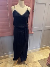 ZADIG & VOLTAIRE NAVY BLUE SILK SLIP DRESS S UK8