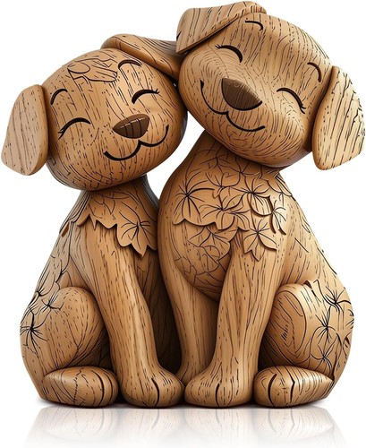 Natural wood dog ornament - natural, 2d