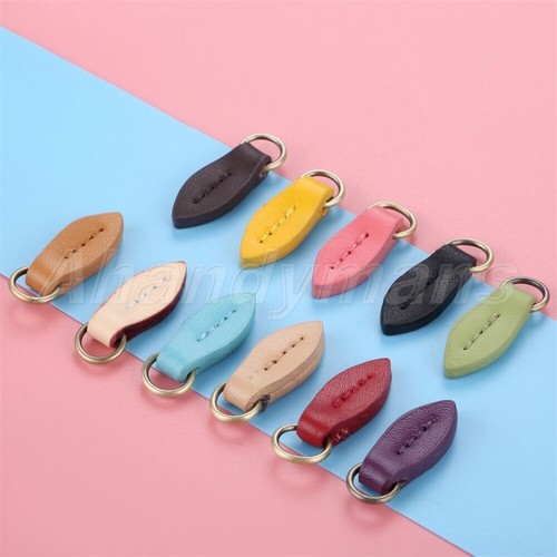 5pcs leaf shape leather zipper - shape,