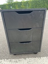 Black 3-Drawer Mobile Storage Unit on Wheels