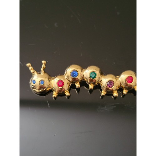Caterpillar pin brooch gold - caterpillar,