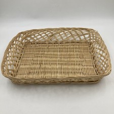 Large rectangular wicker serving tray basket natural rattan 33x42cm