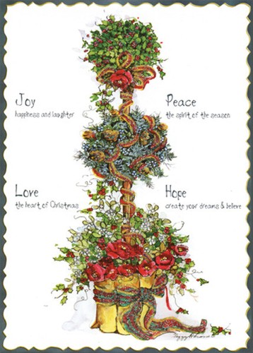 Flowers and holly topiary tree - flowers,