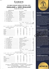 Cricket-Jofra Archer Signed 2019 World Cup Final Scorecard-England v New Zealand