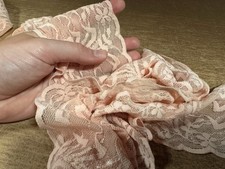 Stretch Scalloped Lace Edging Trim Fabric, Per Metre - Floral - Pink