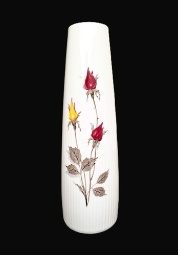 Porcelain vase white roses - porcelain,