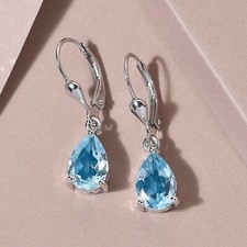 Blue Topaz Dangle Earring, 925