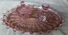 Pink Glass Dressing Table Set