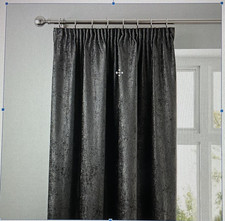 Dunelm Grey Chenille Thermal Lined Door Single Curtain Pencil Pleat