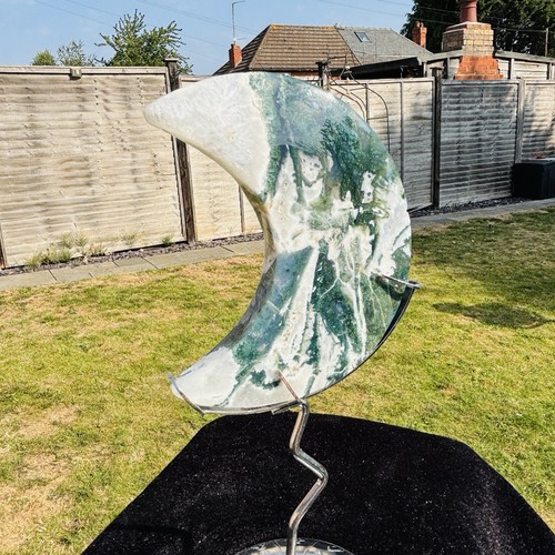 Moss agate crescent moon - moon, stone