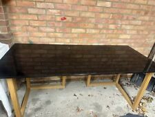 Habitat Kusa Desk - Oak trestle Legs & Black Glass Top 180x80x74