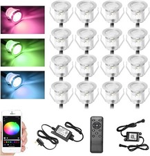 GEYUEYA Home RGB Decking Lights Kit, Ø30MM 12V 0.5W Bluetooth APP Control LED Re