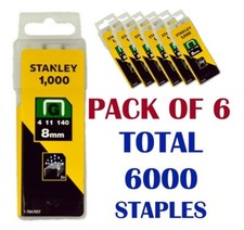Pack of 6x1000 Heavy Duty 8 mm Stanley Sharp Shooter Staples Type G, 4, 11, 140