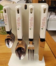 Hedge Rose spoons & forks Cutlery Set on Metal Stand Boots Stainless Steel Japan