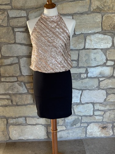 Lipsy black gold dress - black,