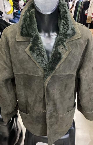 Men shearling coat - men's, green