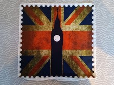 Union Jack & Big Ben Cushion Cover – 45cm x 45cm – Stamp Border – Vintage Style