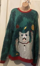 Blizzard Bay Cat Pawing Baubles Unisex Ugly  Christmas Jumper Size Medium  