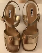 DUNE LONDON ‘JESSIA’ GOLD LEATHER 2.5”HEEL SANDALS SIZE 3 (36)