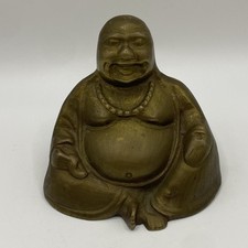 Brass buddha figurine seated - brass,