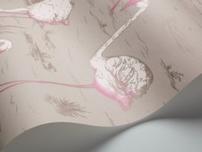 1 Roll of Cole & Son Flamingos Wallpaper 66/6042 White & Fuchsia on Taupe