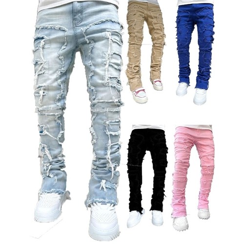 Mens stacked jeans - jeans, slim