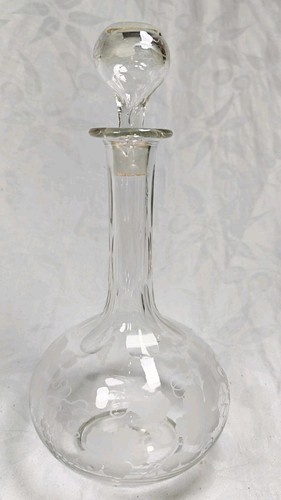 Vintage etched glass decanter - etched,