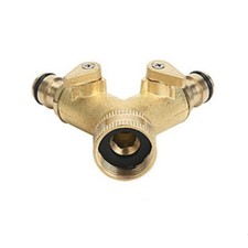 Brass 2 Way Adaptor Outdoor Garden Tap Multi Hose Connector Water Splitter 3/4''