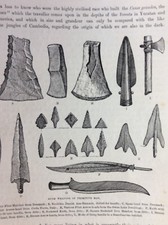 J1j Ephemera Victorian Book Plate 1874 Artifacts Of Primitive Man