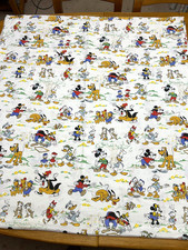 1m Vintage Disney Characters Cotton Fabric 92cm Wide Mickie Pluto Goofy Don