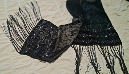 Evening tasseled shawl scarf - evening,