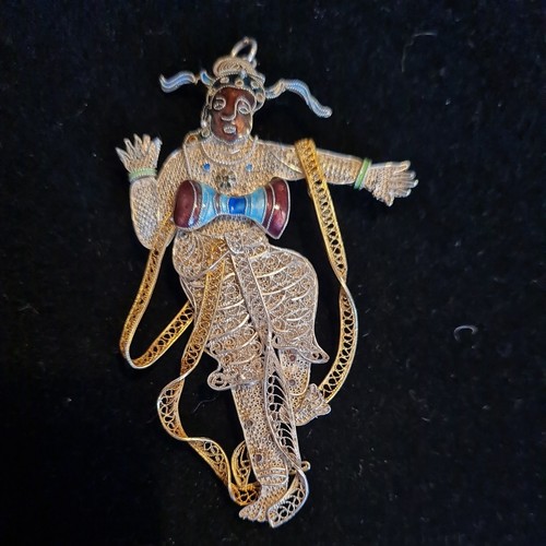 Siamese dancer pendant - pendant, or