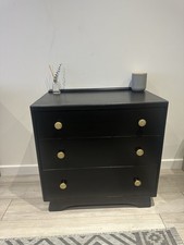 Chest of Drawers, Liberty black satin, Beautiful gold handles