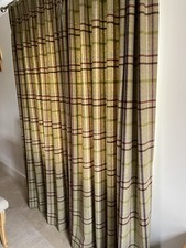 Abraham Moon Multi Check (Lime) Wool, Pair Of curtains