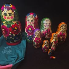 Authentic Models Russian Nesting Dolls 11 Piece Matryoshka Set 10.5" Floral