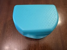 Vintage Tupperware Lunch Box with Snap Lid Teal Blue 1970s Retro