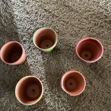 Five Assorted Sizes Small Terracotta Clay Flower Pots Two Got Small Chips