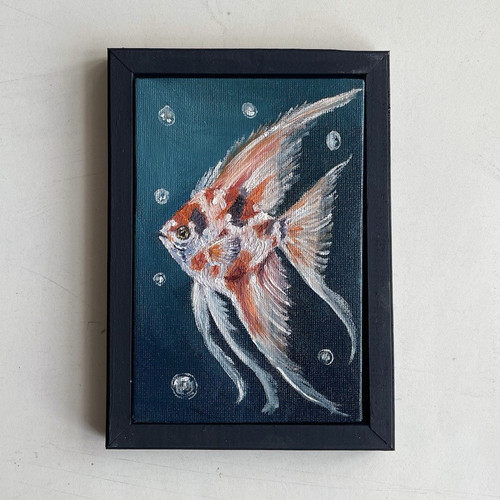 Framed angel fish painting - fish,