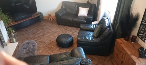 Black leather piece suite - black,
