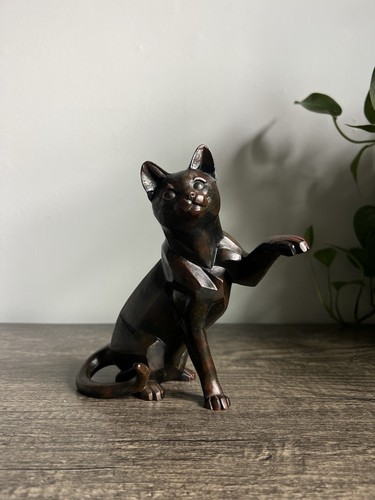 Vintage cubist cat sculpture - vintage,