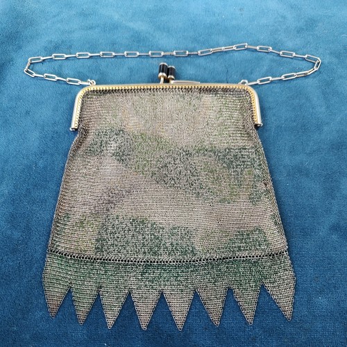 Antique silver and green mesh - and,