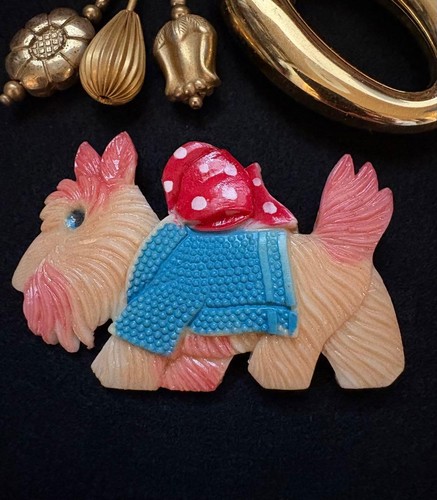 Occupied japan terrier brooch - japan,