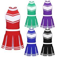 UK Kids Girls Cheer Leader Costume Two Piece Students Cheerleading Uniform Dress