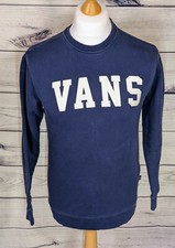 VANS NAVY BLUE LOGO PULLOVER SWEATSHIRT JUMPER SIZE SMALL