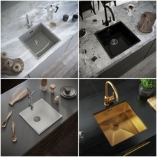 Comite Kitchen Sink Single Basin 1 Deep Bowl Colours  Undermount / Insert Wastes