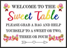 Sweet Table Candy  Metal Sign Wedding Birthday Party Christening Personalised