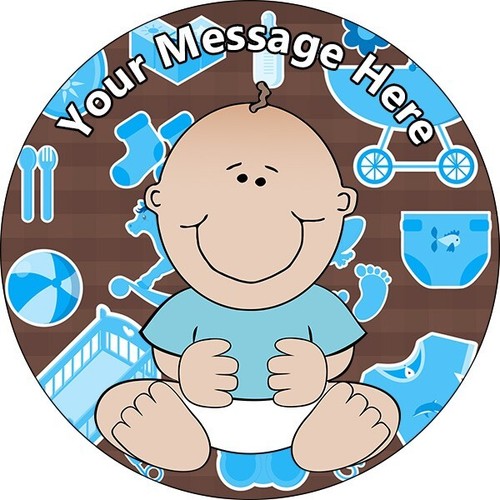 Baby blue cake toppers edible - baby,