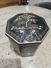 Rare Vintage 1940s, British, Peek Frean, Black & Gold, Octagonal Biscuit Tin