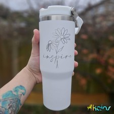 Personalised 30oz Travel Mug - Laser Engraved - Custom Logo Tumbler - Thermos