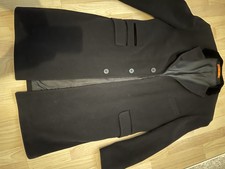 Men's Wool Black Crombie Ben Sherman Overcoat 44 Chest